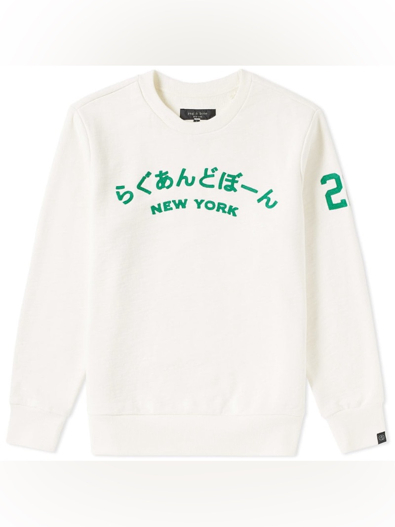 Rag & Bone Men’s Ivory Japan Crewneck Sweatshirt Size S